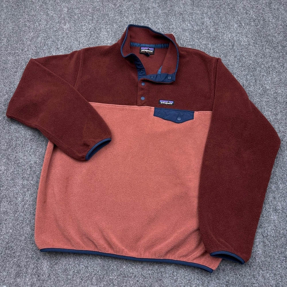 Patagonia Lightweight Synchilla Snap-T Pullover Women's Large Rosehip Colorblock